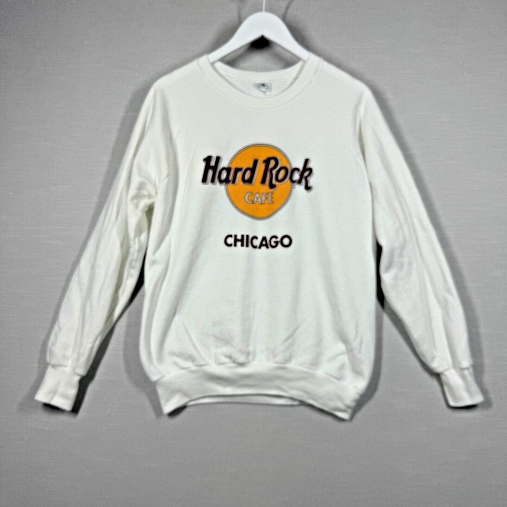Vintage Hard Rock Chicago Sweatshirt Adult XL White USA Anvil Retro